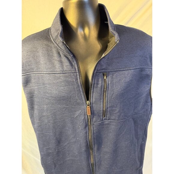 Izod Mens Navy Zip Front Vest Size XL Utility Blue Hiking Sweatshirt Material - Picture 2 of 3